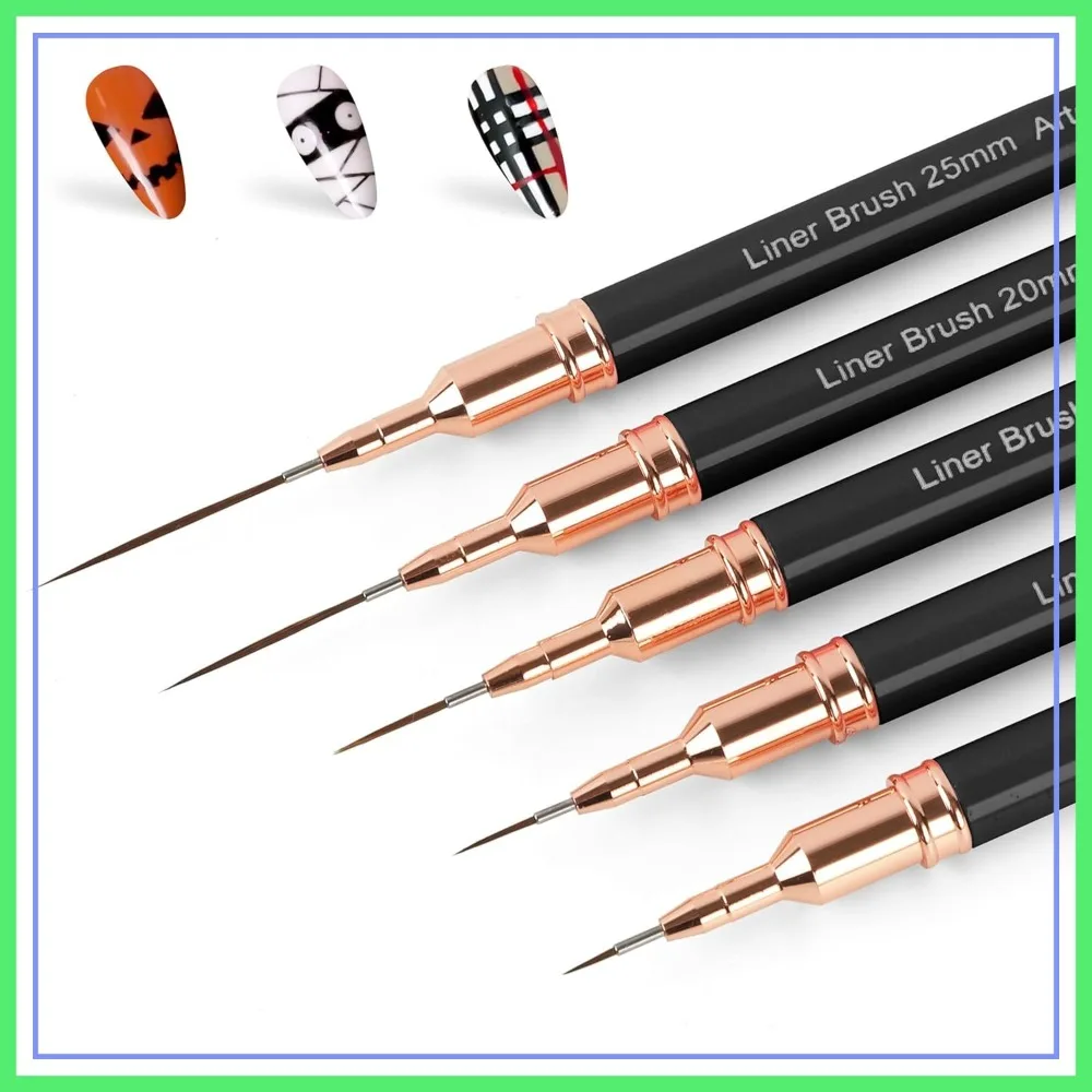 Metallic Nail Art Pens, 5PCS Black Liner Brushes for Fine Details, UV Gel Polish Nail Design, Sizes 5/8/12/20/25mm
Metallic Nail Art Pens, 5PCS Black Liner Brushes for Fine Details, UV Gel Polish Nail Design, Sizes 5/8/12/20/25mm