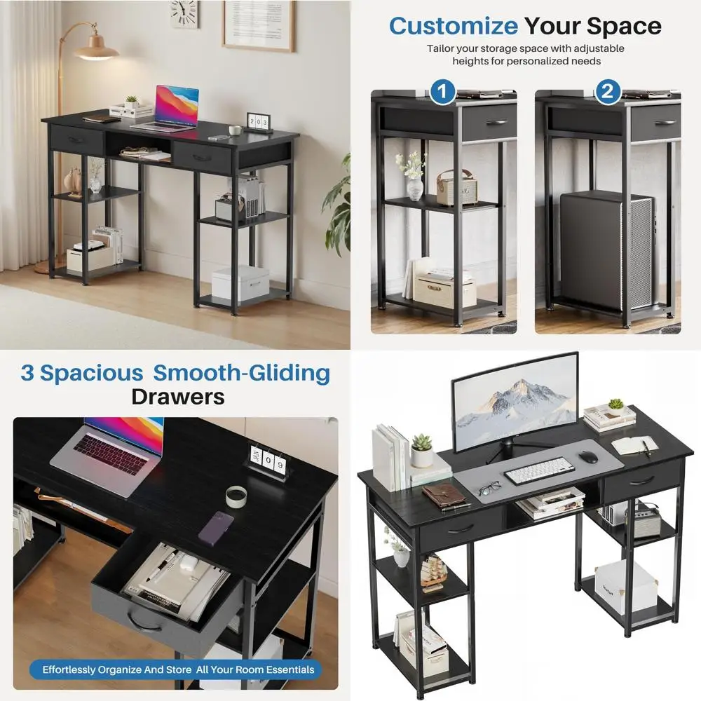 48 Inch Modern Home Office Computer Desk with Storage for Small Spaces, Ideal for Study, Gaming, and Writing, Chic Black
48 Inch Modern Home Office Computer Desk with Storage for Small Spaces, Ideal for Study, Gaming, and Writing, Chic Black