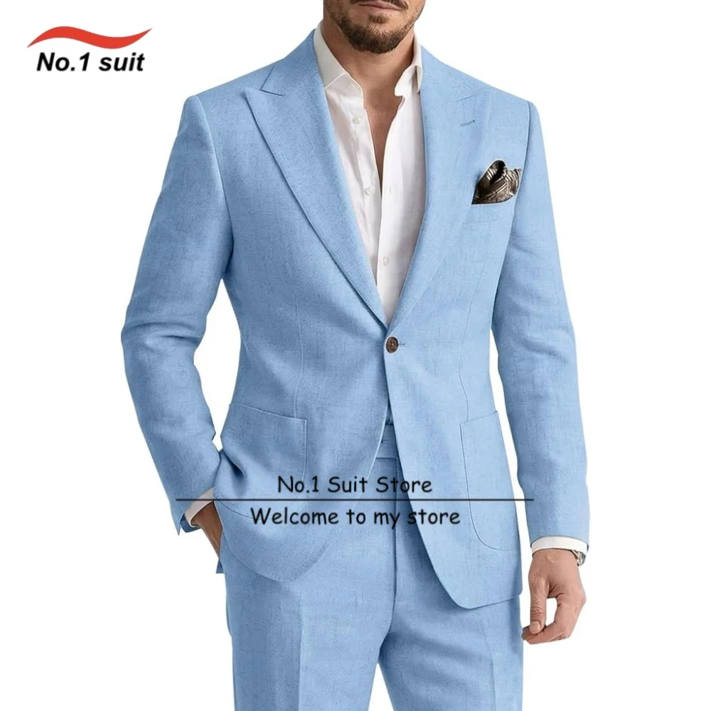 Men's 2 Pieces Linen Suits Casual Summer Beach Wedding Groom's Tuxedo Linen Blazer Pants Set Suit for Men
Men's 2 Pieces Linen Suits Casual Summer Beach Wedding Groom's Tuxedo Linen Blazer Pants Set Suit for Men