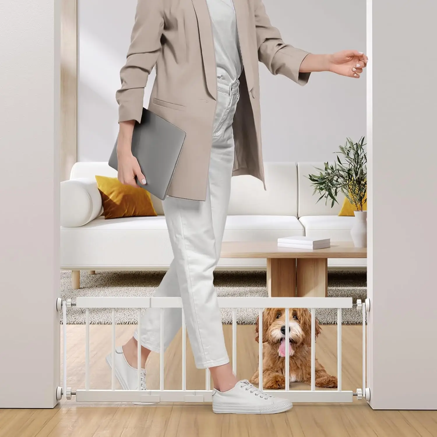 Adjustable Metal Pet Gate, 18-45" Wide, 14" Tall, Pressure Mounted for Doorways & Stairs with Extensions
Adjustable Metal Pet Gate, 18-45" Wide, 14" Tall, Pressure Mounted for Doorways & Stairs with Extensions