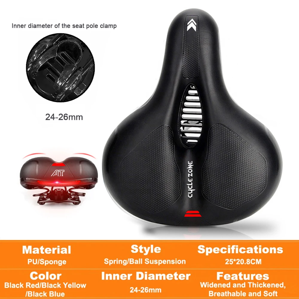 Hollow Breathable Bicycle Saddle Men Women MTB Road Bike Saddle Shock Absorbing Comfortable Big Butt Bike Seat Safety Warning
Hollow Breathable Bicycle Saddle Men Women MTB Road Bike Saddle Shock Absorbing Comfortable Big Butt Bike Seat Safety Warning