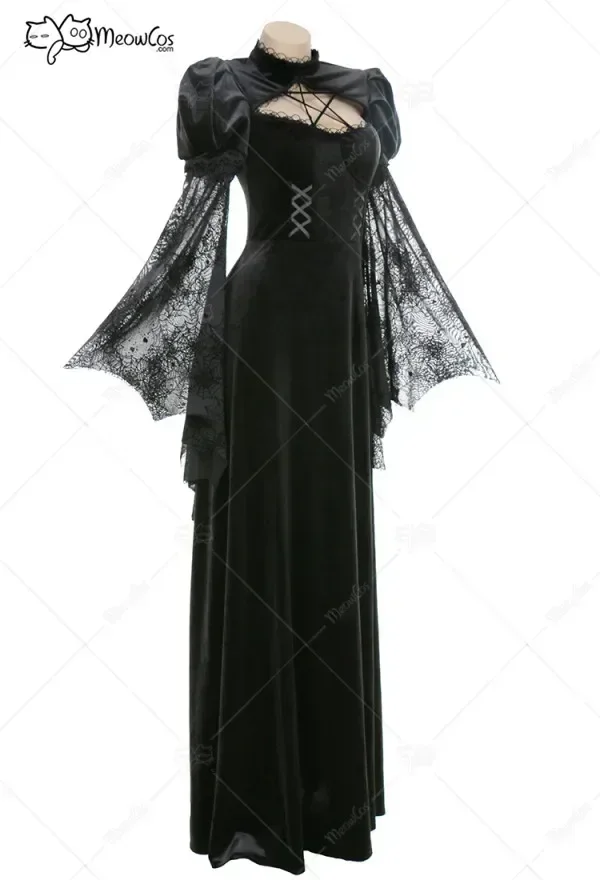 Meowcos Women Evil Witch Gothic Spider Web Flared Sleeve Long Dress Elegant Woman Halloween Dress Cosplay Costume
Meowcos Women Evil Witch Gothic Spider Web Flared Sleeve Long Dress Elegant Woman Halloween Dress Cosplay Costume