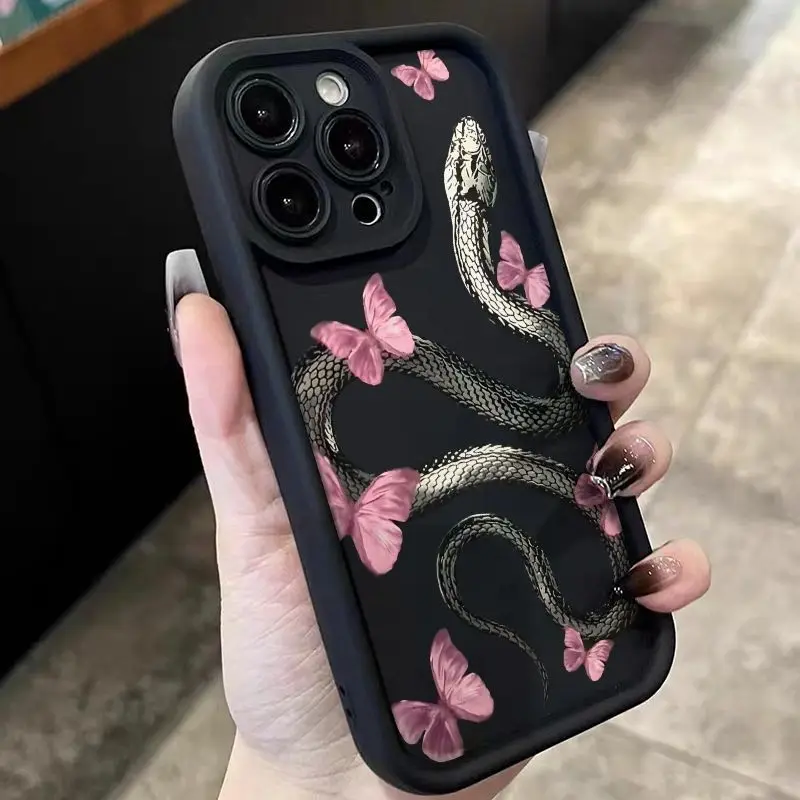 Butterfly black snake pattern phone case for iPhone 16 15 14 13 12 11 Pro/ Max/Plus shock-proof rear cover anti-fingerprint
Butterfly black snake pattern phone case for iPhone 16 15 14 13 12 11 Pro/ Max/Plus shock-proof rear cover anti-fingerprint