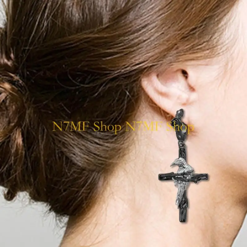 N7MF Rebellious Sugar Skull Crosses Earrings Gothic Crow Charm Punk Alloy Studs
N7MF Rebellious Sugar Skull Crosses Earrings Gothic Crow Charm Punk Alloy Studs