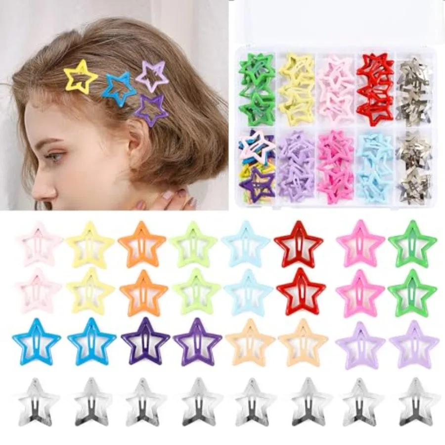55pcs 1.22" Star Hair Clips Cute Hair Clips for Girls Colorful Metal Snap Hair Barrettes for Women Star Hair Accessories for Da
55pcs 1.22" Star Hair Clips Cute Hair Clips for Girls Colorful Metal Snap Hair Barrettes for Women Star Hair Accessories for Da
