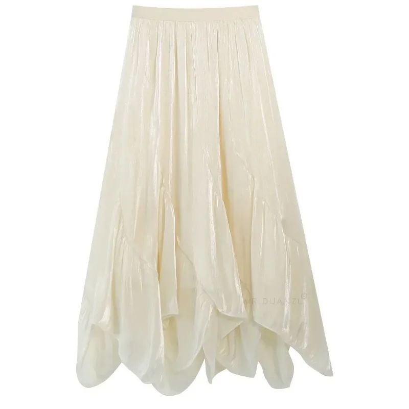 Women Shiny Chiffon Midi Skirt Elastic Waist Irregular Hem Flowy A Line Skirt
Women Shiny Chiffon Midi Skirt Elastic Waist Irregular Hem Flowy A Line Skirt