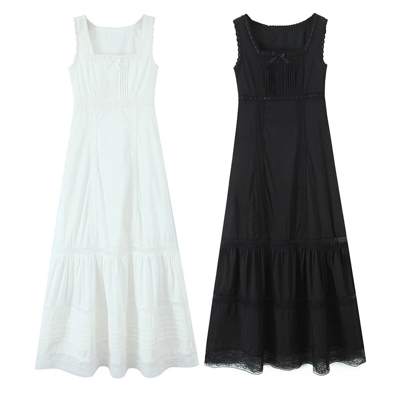 French Vintage Square Neck Sleeveless Bow Lace Paneled Summer Party Dress For Women 2024 New Fashion Casual Elegant
French Vintage Square Neck Sleeveless Bow Lace Paneled Summer Party Dress For Women 2024 New Fashion Casual Elegant