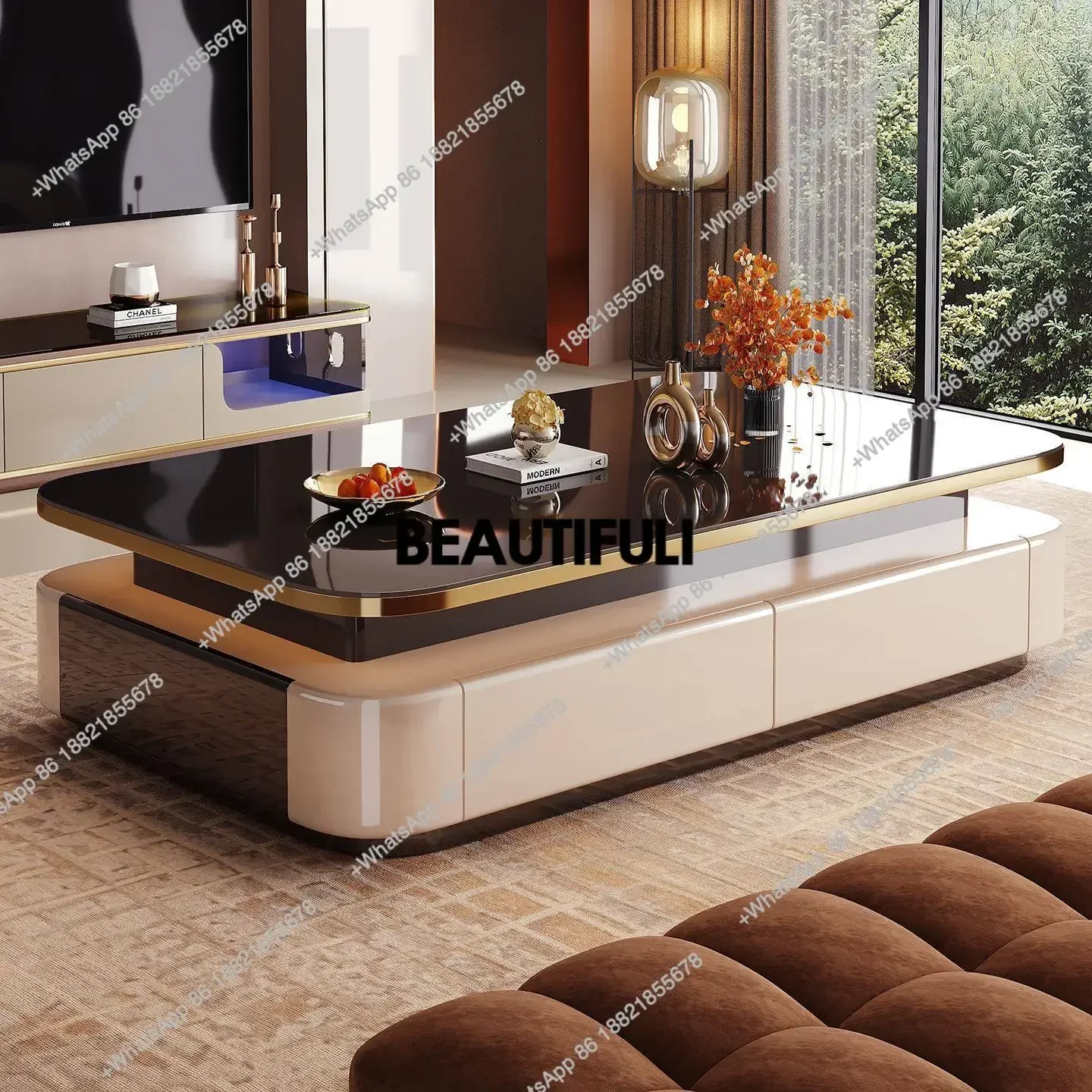 Light luxury microcrystalline tempered glass coffee table high-end slate set design boutique living room
Light luxury microcrystalline tempered glass coffee table high-end slate set design boutique living room