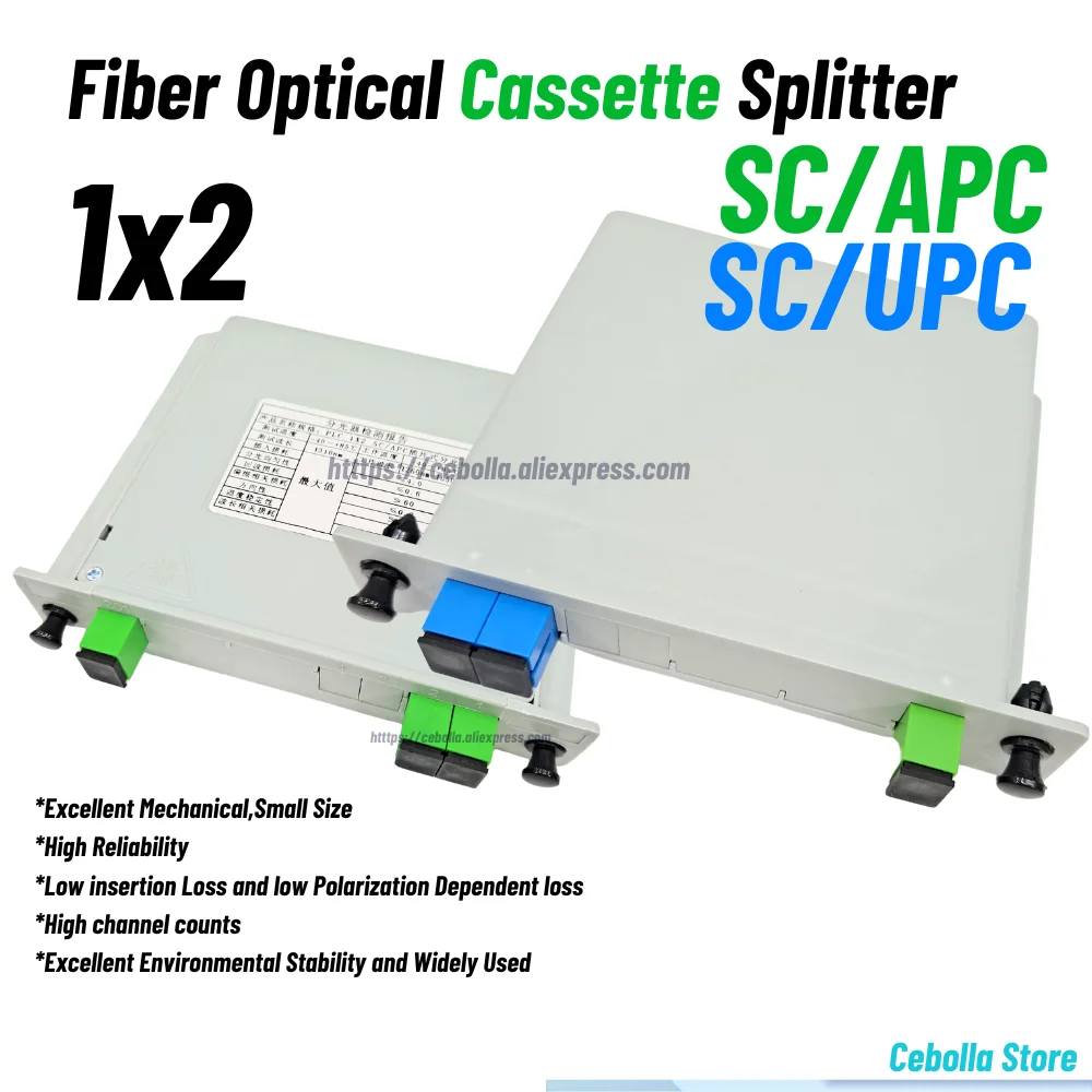 Optical Fiber Splitter 1-2 SC APC Cassette Box Plug-in Type Optical Splitter SC UPC 1*2
Optical Fiber Splitter 1-2 SC APC Cassette Box Plug-in Type Optical Splitter SC UPC 1*2