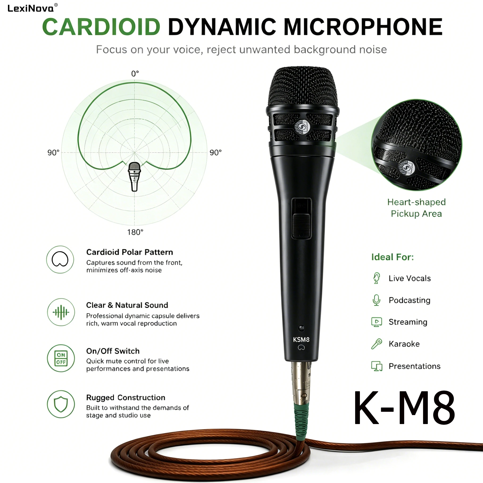 K-M8 With Switch Wired Dynamic Microphone Professional Handheld Mic Quality Versatility For Live Performances Recording Singing
K-M8 With Switch Wired Dynamic Microphone Professional Handheld Mic Quality Versatility For Live Performances Recording Singing