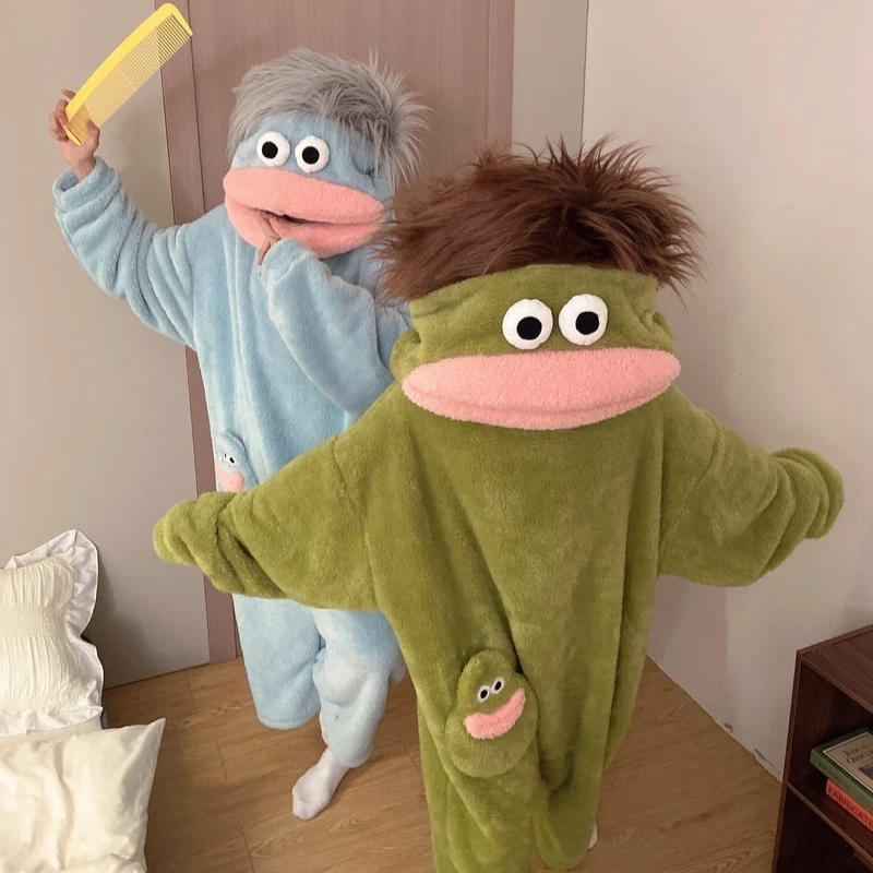 Green Big-Mouth Monster Onesie Pajamas Winter Coral Fleece Thickened Ugly Cute Funny Abstract Hairy Ugly Fish Home Wear Gift
Green Big-Mouth Monster Onesie Pajamas Winter Coral Fleece Thickened Ugly Cute Funny Abstract Hairy Ugly Fish Home Wear Gift