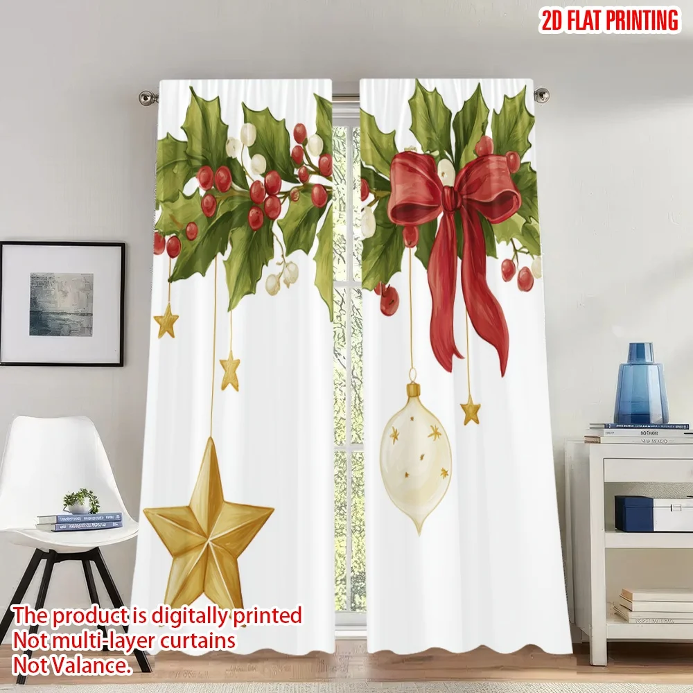 2pcs 2D flat printing Fashionable Christmas Curtains Christmas Holly Garland Star Bow Digital Printed Polyester Drapes Birthday
2pcs 2D flat printing Fashionable Christmas Curtains Christmas Holly Garland Star Bow Digital Printed Polyester Drapes Birthday