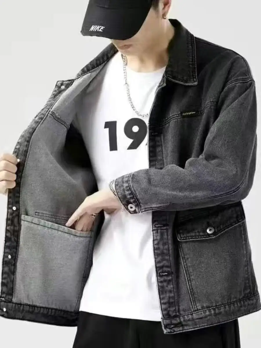 Fall High-End Men's Denim Jaet Loose Multi-ket Trendy Versatile Haome Top Large Size Collar Casual Jaet
Fall High-End Men's Denim Jaet Loose Multi-ket Trendy Versatile Haome Top Large Size Collar Casual Jaet