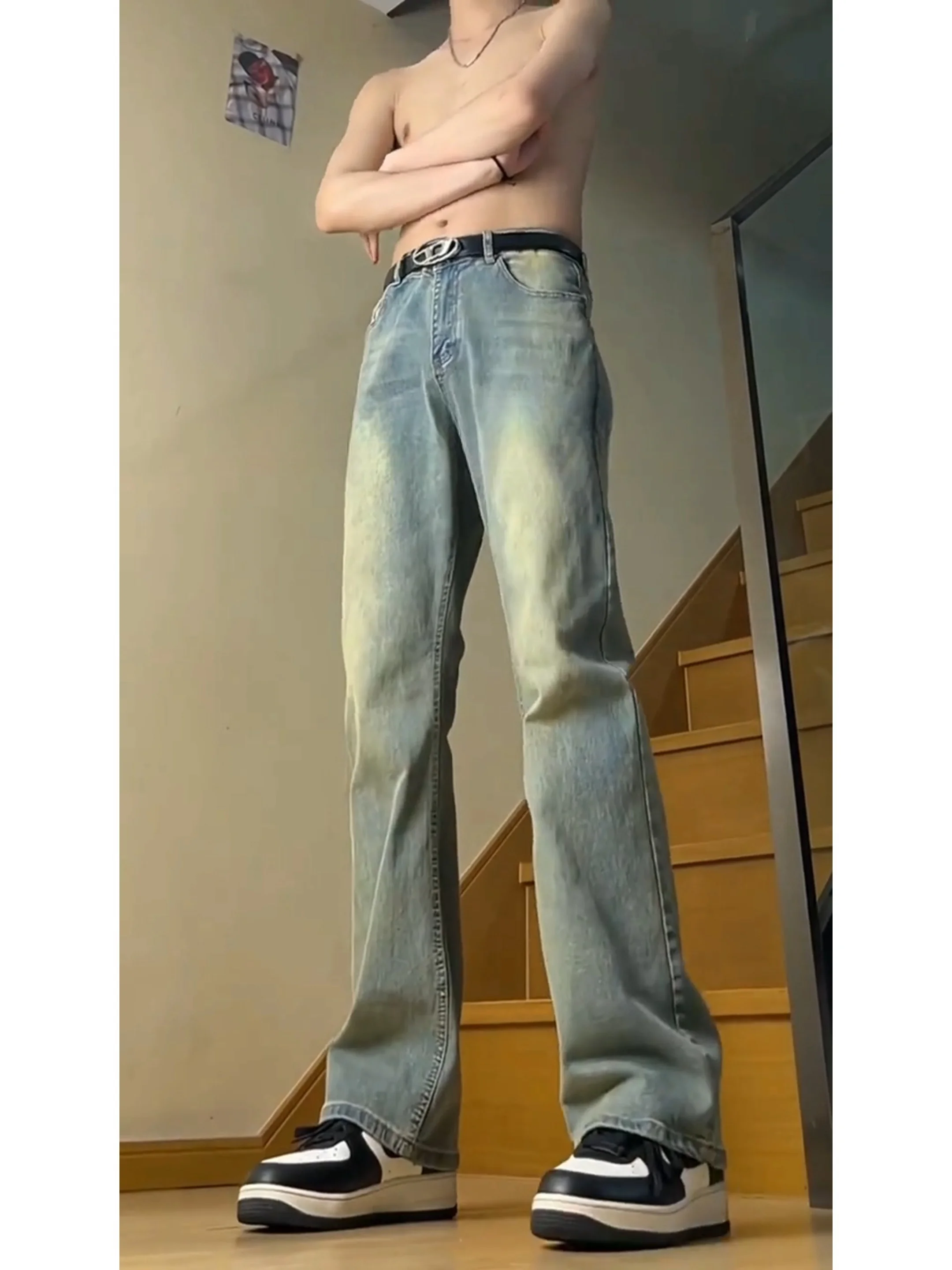 American Retro Blue Denim Jeans Men's Autumn Winter Fce Lined Flared Pants High Street Vibe Slimming Straight Leg Jeans
American Retro Blue Denim Jeans Men's Autumn Winter Fce Lined Flared Pants High Street Vibe Slimming Straight Leg Jeans