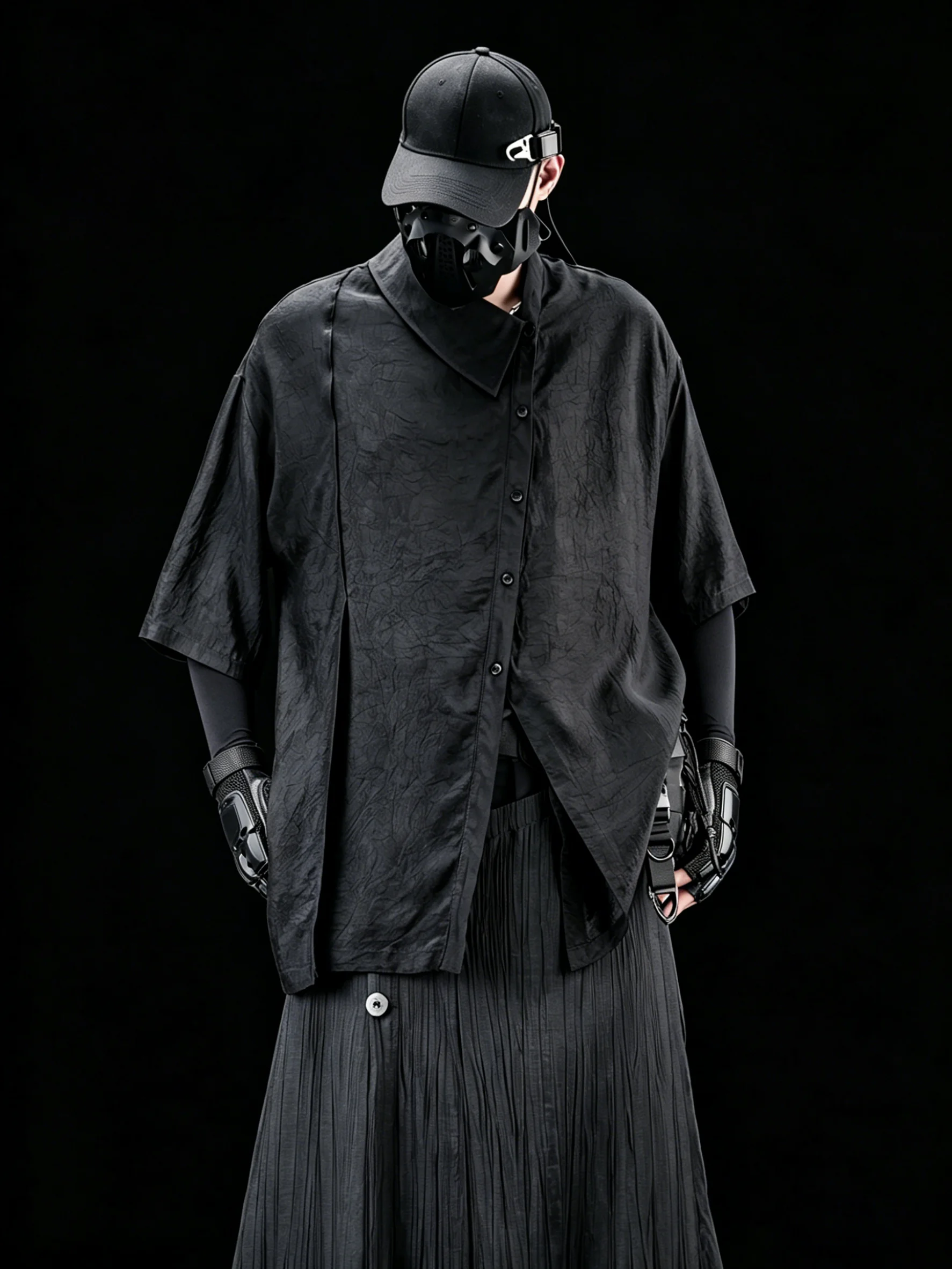 Asymmetric Design Loose Fit mid Sleeve Men's Shirt as Dark Acetate Fiber Summer Casual Style Youth Popular Fashion Shirt
Asymmetric Design Loose Fit mid Sleeve Men's Shirt as Dark Acetate Fiber Summer Casual Style Youth Popular Fashion Shirt
