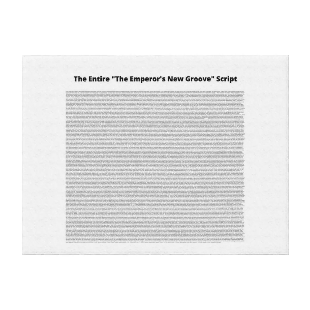 The Entire "The Emperor's New Groove" Script Throw Blanket Picnic Loose Luxury Throw Bed covers Blankets
The Entire "The Emperor's New Groove" Script Throw Blanket Picnic Loose Luxury Throw Bed covers Blankets