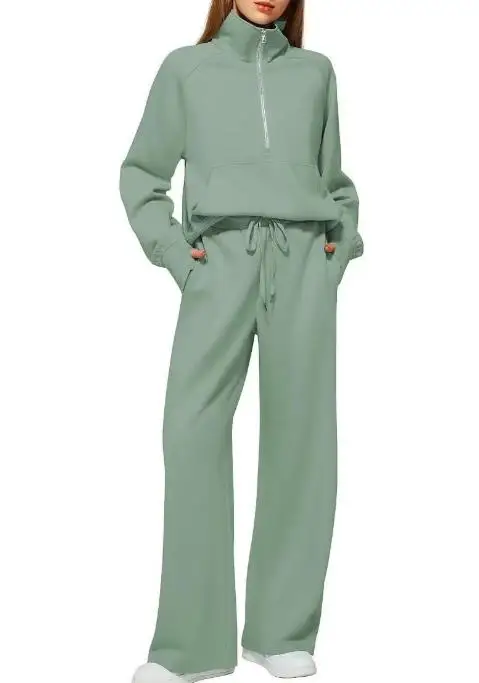 2025 Autumn/Winter New Women's Two Piece Half Zipper Sports Shirt, Wide Leg Sports Pants, Casual Set Women's Wear
2025 Autumn/Winter New Women's Two Piece Half Zipper Sports Shirt, Wide Leg Sports Pants, Casual Set Women's Wear