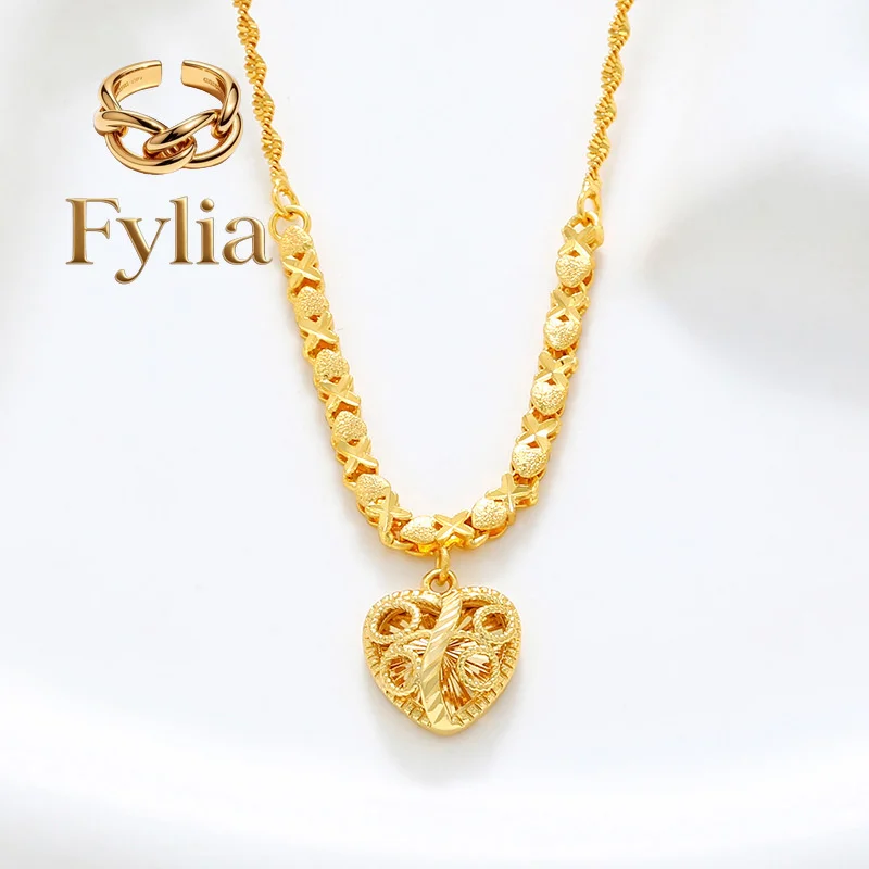 Fylia Jewelry Fashion 24K real Heart pendant water wave chain collar senior sense 999 vintage quality exquisite love
Fylia Jewelry Fashion 24K real Heart pendant water wave chain collar senior sense 999 vintage quality exquisite love