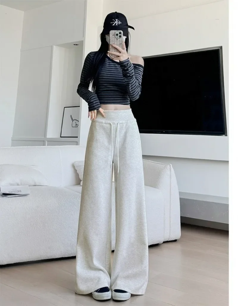 Grey Wide Leg Pants for Women Spring New Style Pants Women's High Waisted Casual Sweatpants American Lazy Style Sports Pants
Grey Wide Leg Pants for Women Spring New Style Pants Women's High Waisted Casual Sweatpants American Lazy Style Sports Pants
