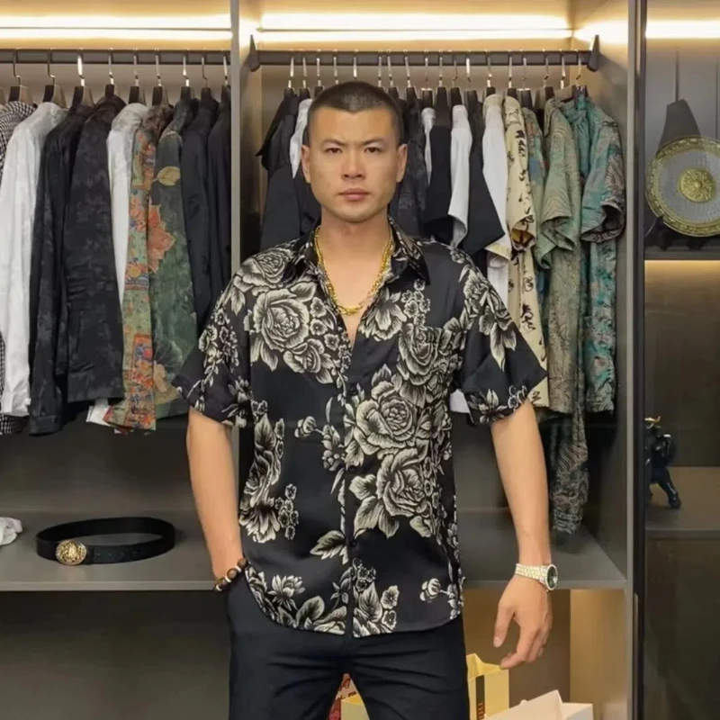 High-quality new Chinese style tough guy shirt in summer trendy handsome national trend peony printed short-sleeved shirt
High-quality new Chinese style tough guy shirt in summer trendy handsome national trend peony printed short-sleeved shirt