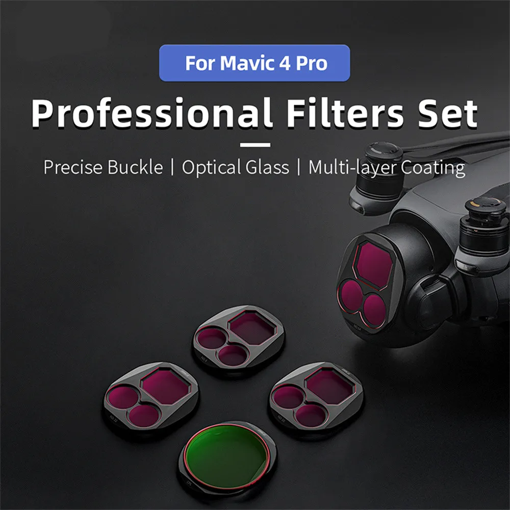 STARTRC 4pcs Optical Glass Drone Lens Filter Anti-scraches Multi-layer Coating ND8 ND32 ND64 Adjustable CPL for Mavic 4
STARTRC 4pcs Optical Glass Drone Lens Filter Anti-scraches Multi-layer Coating ND8 ND32 ND64 Adjustable CPL for Mavic 4