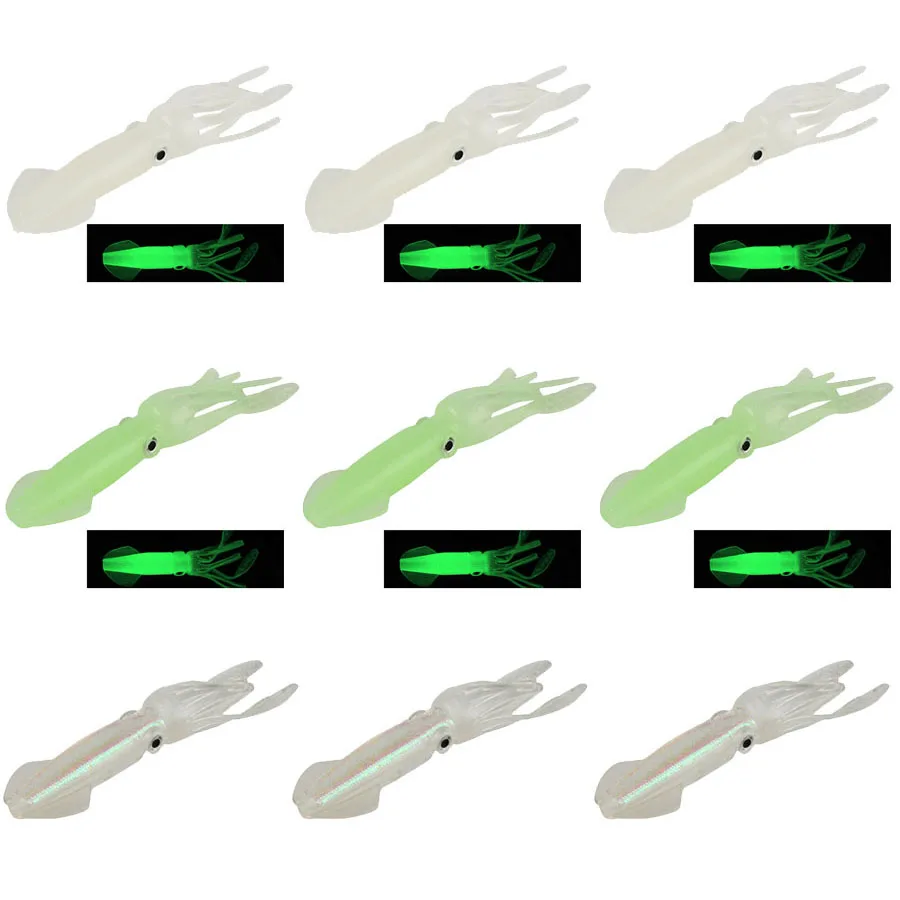 Glow Squid Soft Plastic Lure 10cm 8g Luminous Octopus Lures for Tuna Marlin Bass Saltwater Lure 50pcs
Glow Squid Soft Plastic Lure 10cm 8g Luminous Octopus Lures for Tuna Marlin Bass Saltwater Lure 50pcs