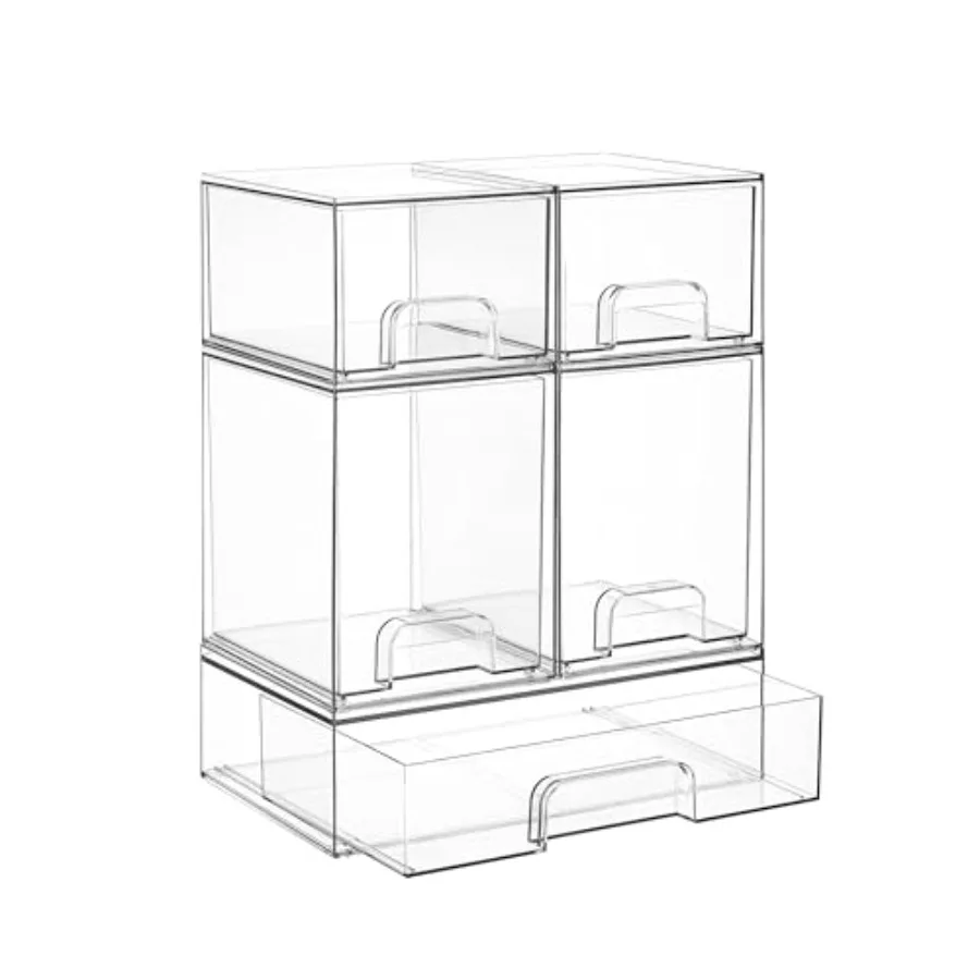 Stackable Storage Drawers Set of 5 Clear Plastic Organizer Bins for Baby Bottle Beauty Supplies Storage Ideal for Kichen Counte
Stackable Storage Drawers Set of 5 Clear Plastic Organizer Bins for Baby Bottle Beauty Supplies Storage Ideal for Kichen Counte