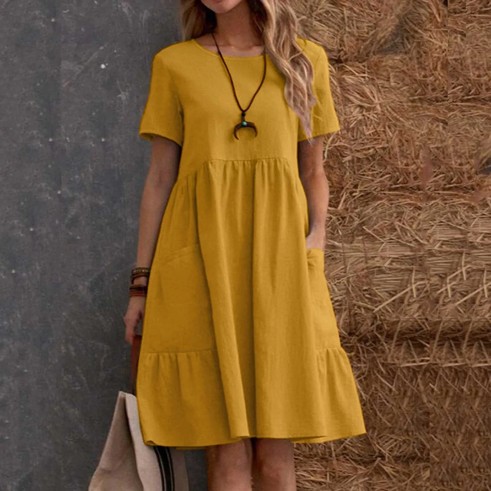 2024 Summer Solid Vintage Dress O-Neck Half Sleeve Dresses Women Mid-Calf Length Robe Female Causal Holiday Sundress Vestidos
2024 Summer Solid Vintage Dress O-Neck Half Sleeve Dresses Women Mid-Calf Length Robe Female Causal Holiday Sundress Vestidos