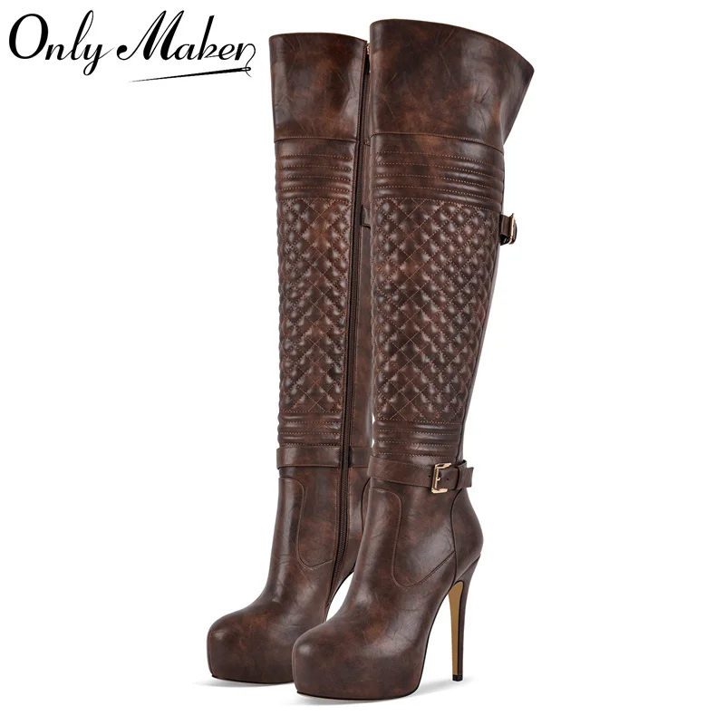 Onlymaker Women Over The Knee Boots Thin High Heel Lady Black Metal Chain Decoration Zipper Female Platform Boots
Onlymaker Women Over The Knee Boots Thin High Heel Lady Black Metal Chain Decoration Zipper Female Platform Boots
