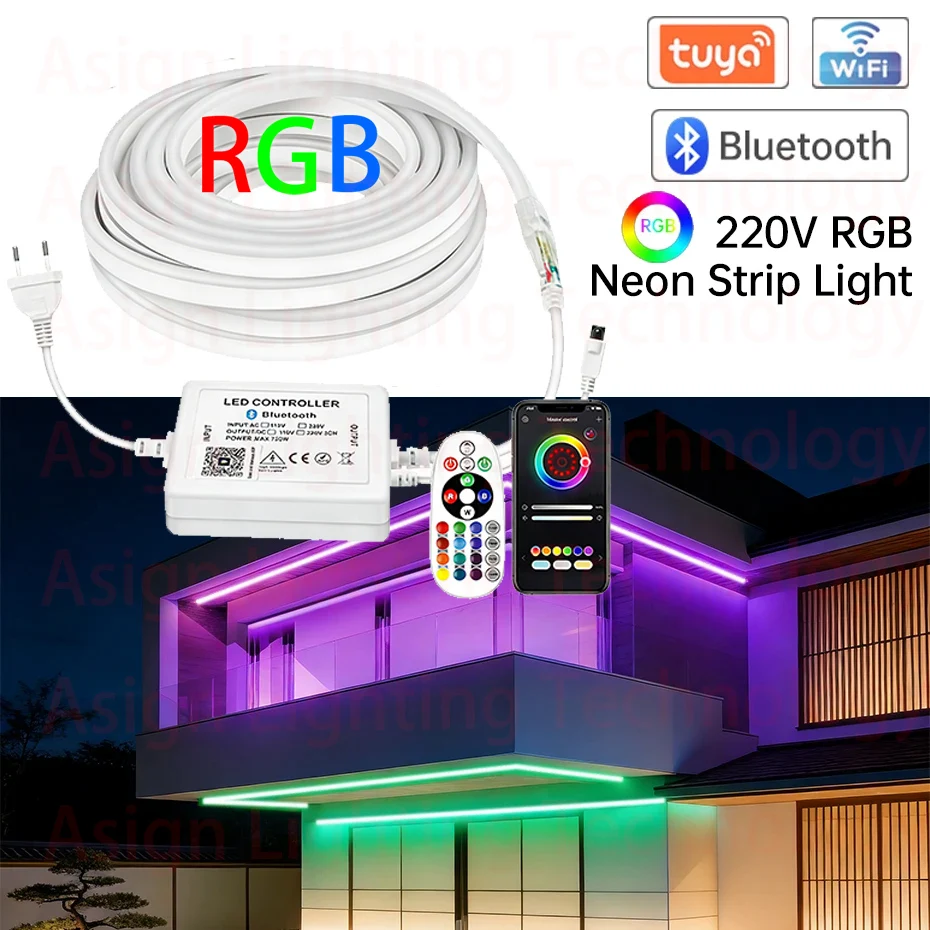 Умная Wi-Fi RGB неоновая лента Tuya 220В, IP67, с ИК-пультом/Bluetooth, светодиодная неоновая лампа SMD 5050, управление голосом через Alexa
Умная Wi-Fi RGB неоновая лента Tuya 220В, IP67, с ИК-пультом/Bluetooth, светодиодная неоновая лампа SMD 5050, управление голосом через Alexa
