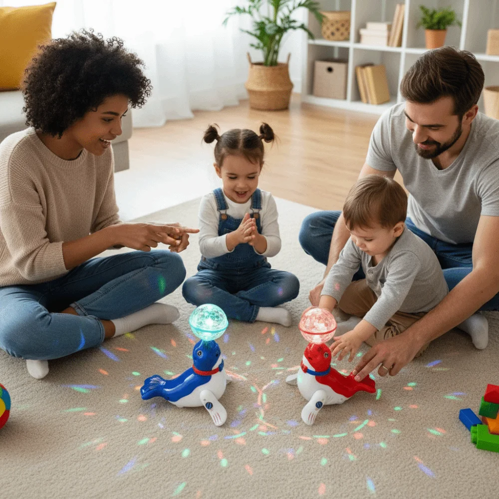 Colorful Sound Electric Sea Lion Light Cute Design Dancing Function Stunt Top Ball Interactive Electronic Ball Spinning
Colorful Sound Electric Sea Lion Light Cute Design Dancing Function Stunt Top Ball Interactive Electronic Ball Spinning