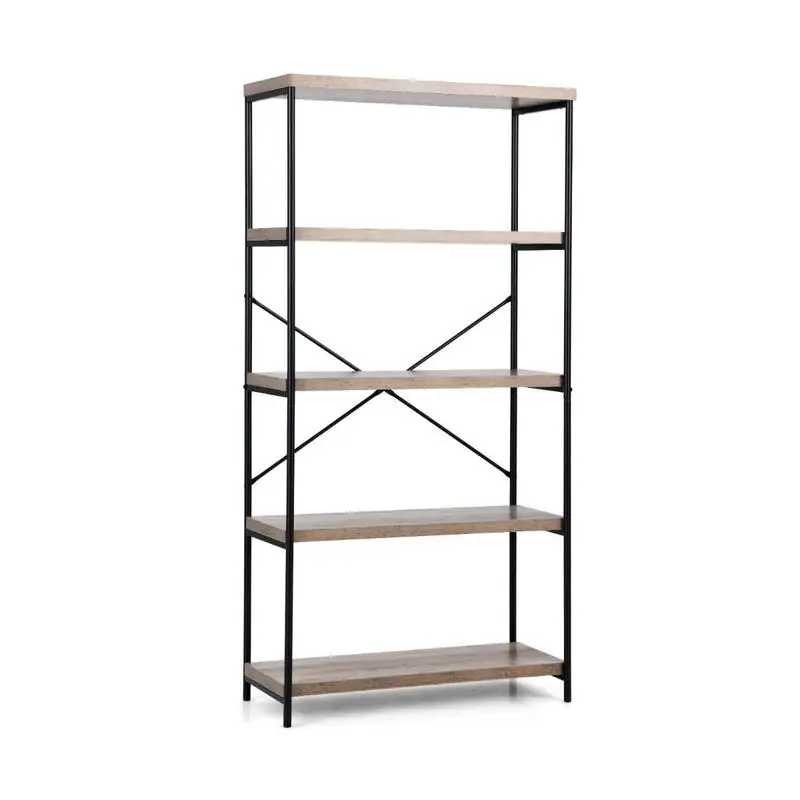 5-Tier Industrial Bookshelf Display Storage Rack with Metal Frame-Gray
5-Tier Industrial Bookshelf Display Storage Rack with Metal Frame-Gray