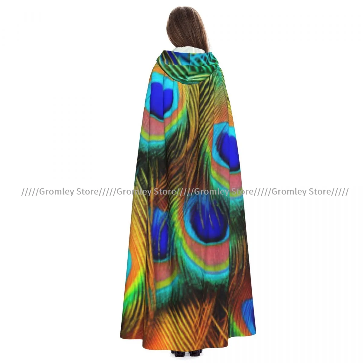 Peacock Feathers Colorful Bird Background Cloak Cape Hooded Medieval Costume Witch Wicca Vampire Halloween Costume Dress Coat
Peacock Feathers Colorful Bird Background Cloak Cape Hooded Medieval Costume Witch Wicca Vampire Halloween Costume Dress Coat