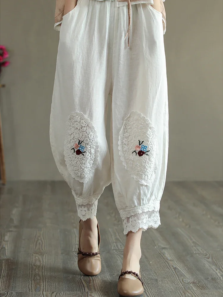 Women Casual Harem Pants New 2025 Summer Vintage Flower Embroidered Cotton Bloomers Female Ankle-Length Lantern Pants 4XL
Women Casual Harem Pants New 2025 Summer Vintage Flower Embroidered Cotton Bloomers Female Ankle-Length Lantern Pants 4XL