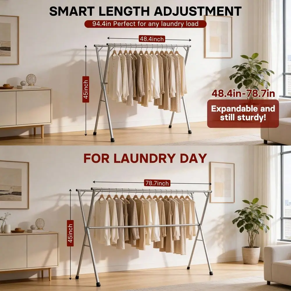 Adjustable 3Bar Clothes Drying Rack With Foldable 3Rod System Freestanding Stainless Steel Laundry Rack Suitable For Balcony, D
Adjustable 3Bar Clothes Drying Rack With Foldable 3Rod System Freestanding Stainless Steel Laundry Rack Suitable For Balcony, D