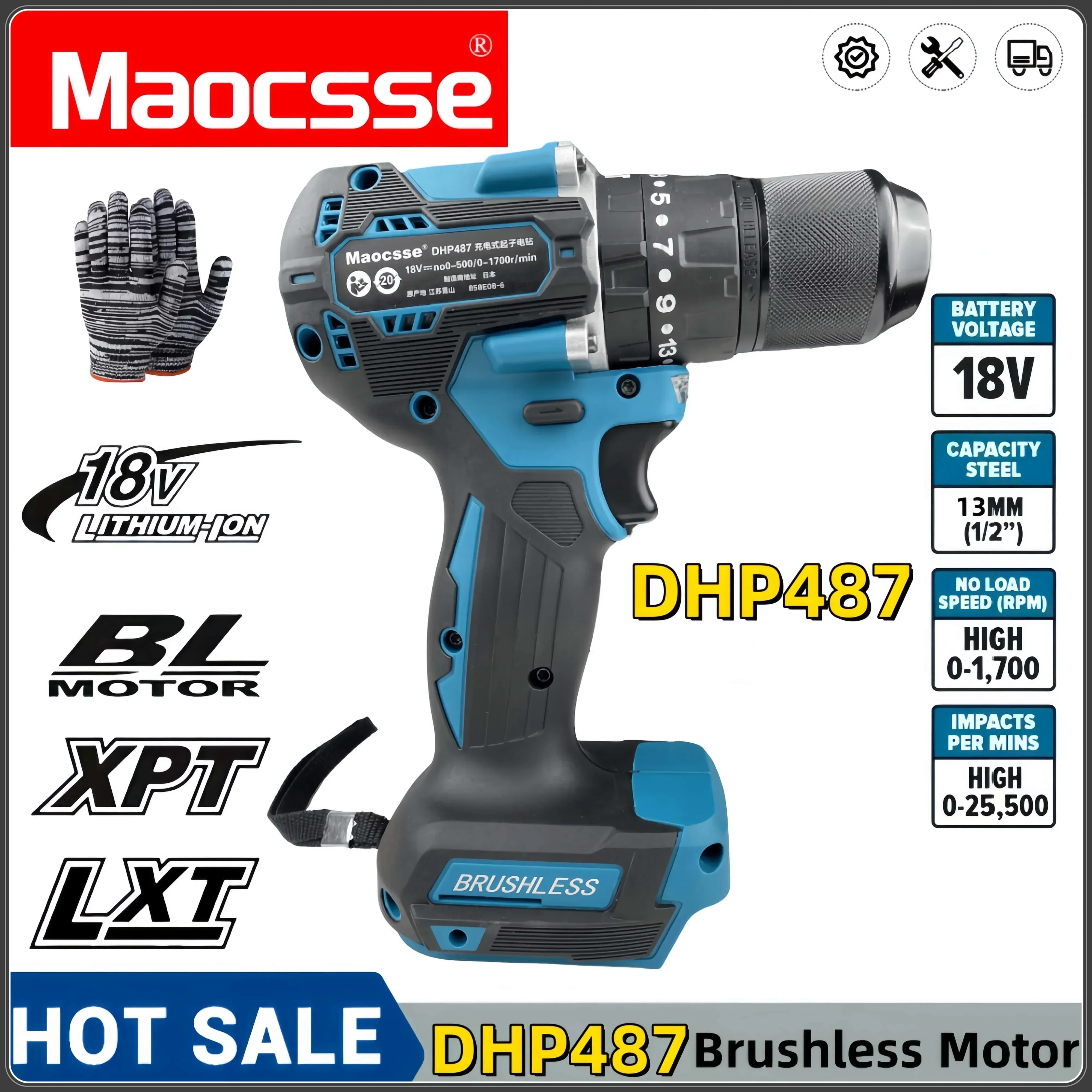 Makita Новый DHP487 13 мм Аккумуляторная ударная дрель 18VLXT Бесщеточный двигатель Ударная электрическая отвертка Электроинструмент с переменной скоростью
Makita Новый DHP487 13 мм Аккумуляторная ударная дрель 18VLXT Бесщеточный двигатель Ударная электрическая отвертка Электроинструмент с переменной скоростью