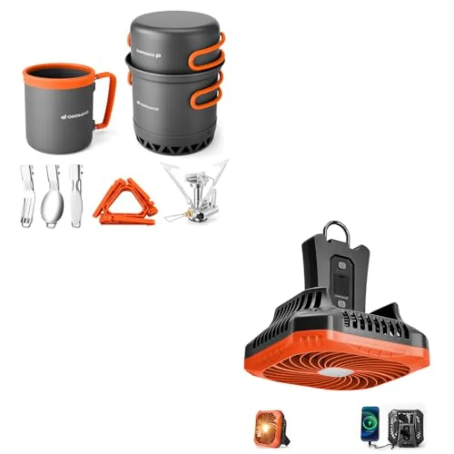 Bundle - 2 Items Camping Cooking Set and Portable Quiet Tent Fan with LED Lantern
Bundle - 2 Items Camping Cooking Set and Portable Quiet Tent Fan with LED Lantern