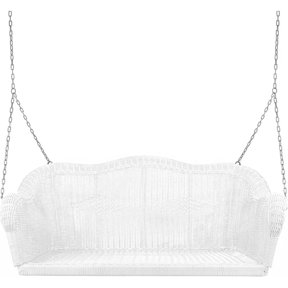 White Resin Wicker Hanging Porch Swing with Chain
White Resin Wicker Hanging Porch Swing with Chain