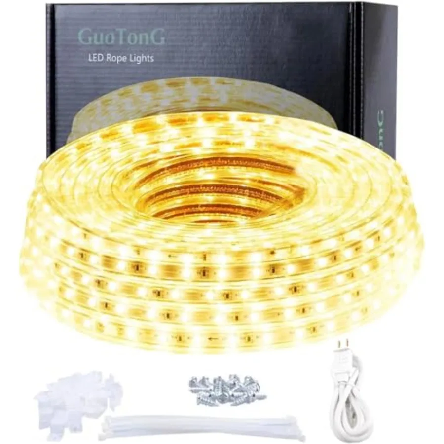 110V 2 Wire Led Strip Lights Outdoor 50Feet 3000K Led Rope Lights Indoor Waterproof Flexible Cuttable Connectable with UL Liste
110V 2 Wire Led Strip Lights Outdoor 50Feet 3000K Led Rope Lights Indoor Waterproof Flexible Cuttable Connectable with UL Liste