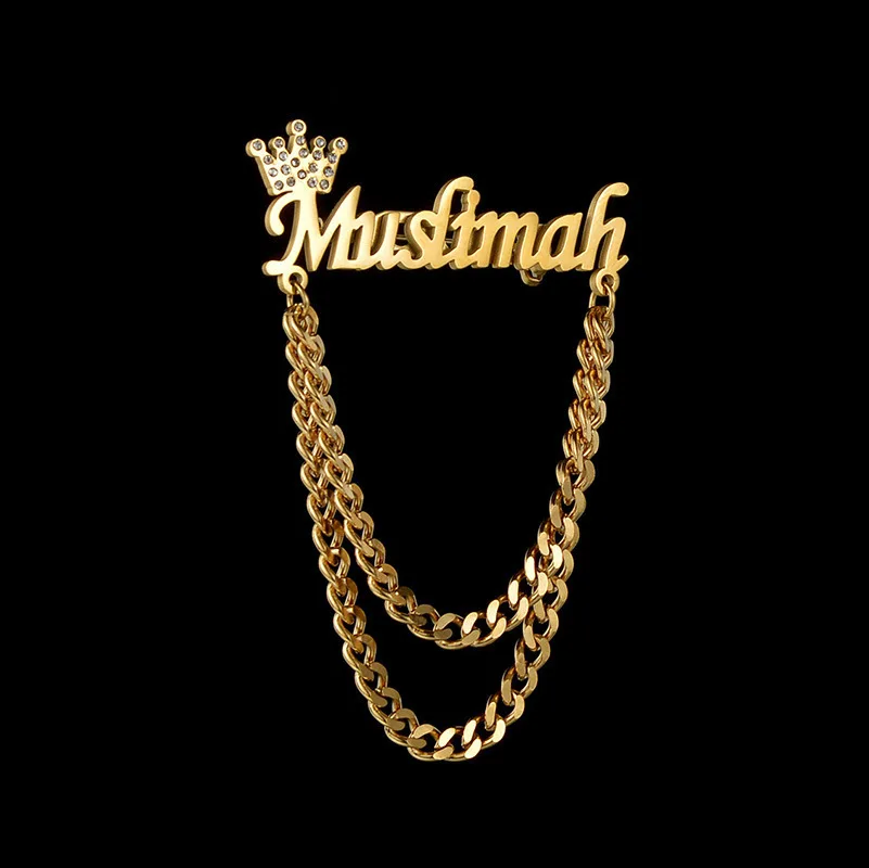 Personalized Customized Name Logo Stone Crown Chain Pins Brooch Stainless Steel Fashion for Men Women Wedding Jewelry Gift
Personalized Customized Name Logo Stone Crown Chain Pins Brooch Stainless Steel Fashion for Men Women Wedding Jewelry Gift