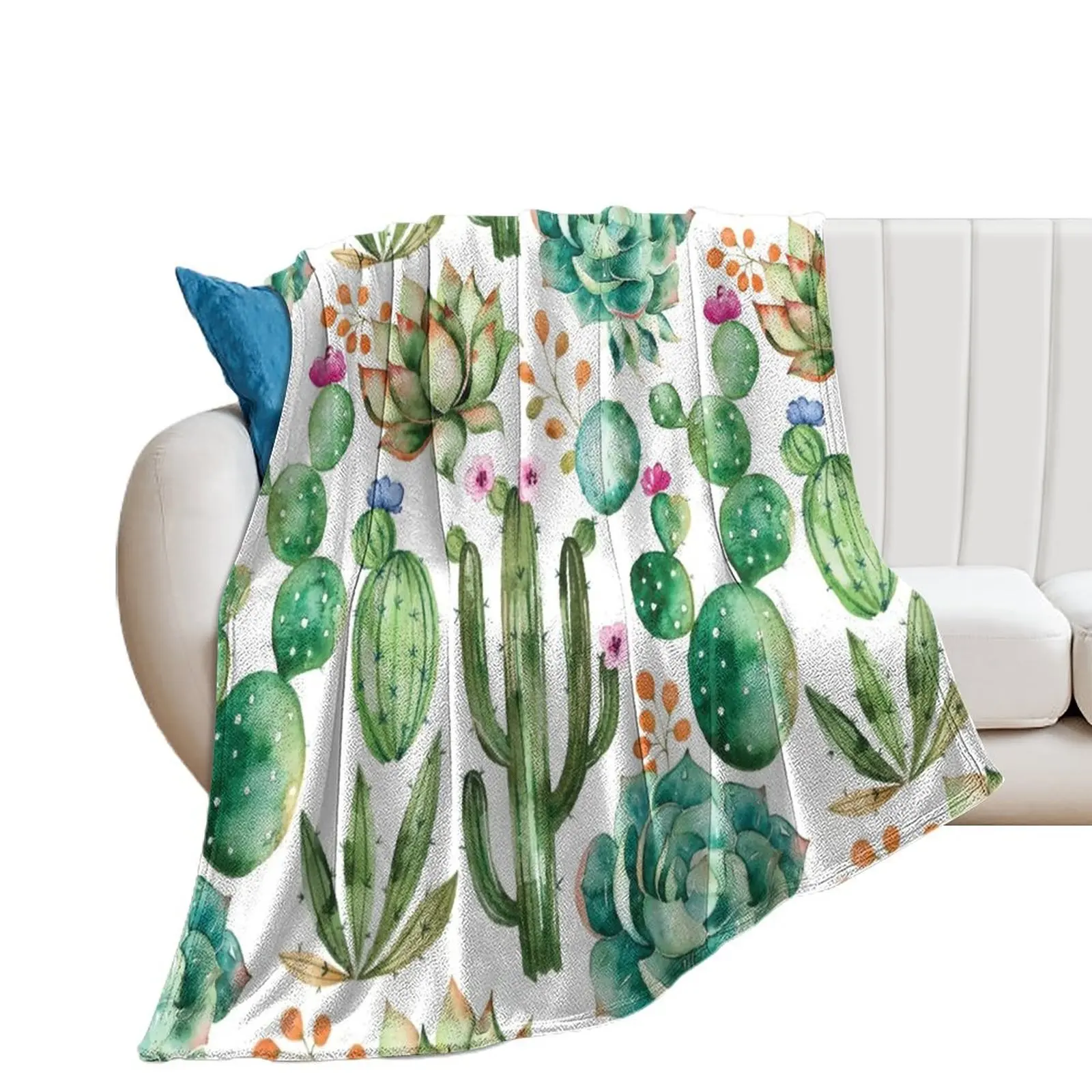 Watercolor Cactus Pattern Throw Blanket For Decorative Sofa Baby Large Blankets 
Watercolor Cactus Pattern Throw Blanket For Decorative Sofa Baby Large Blankets