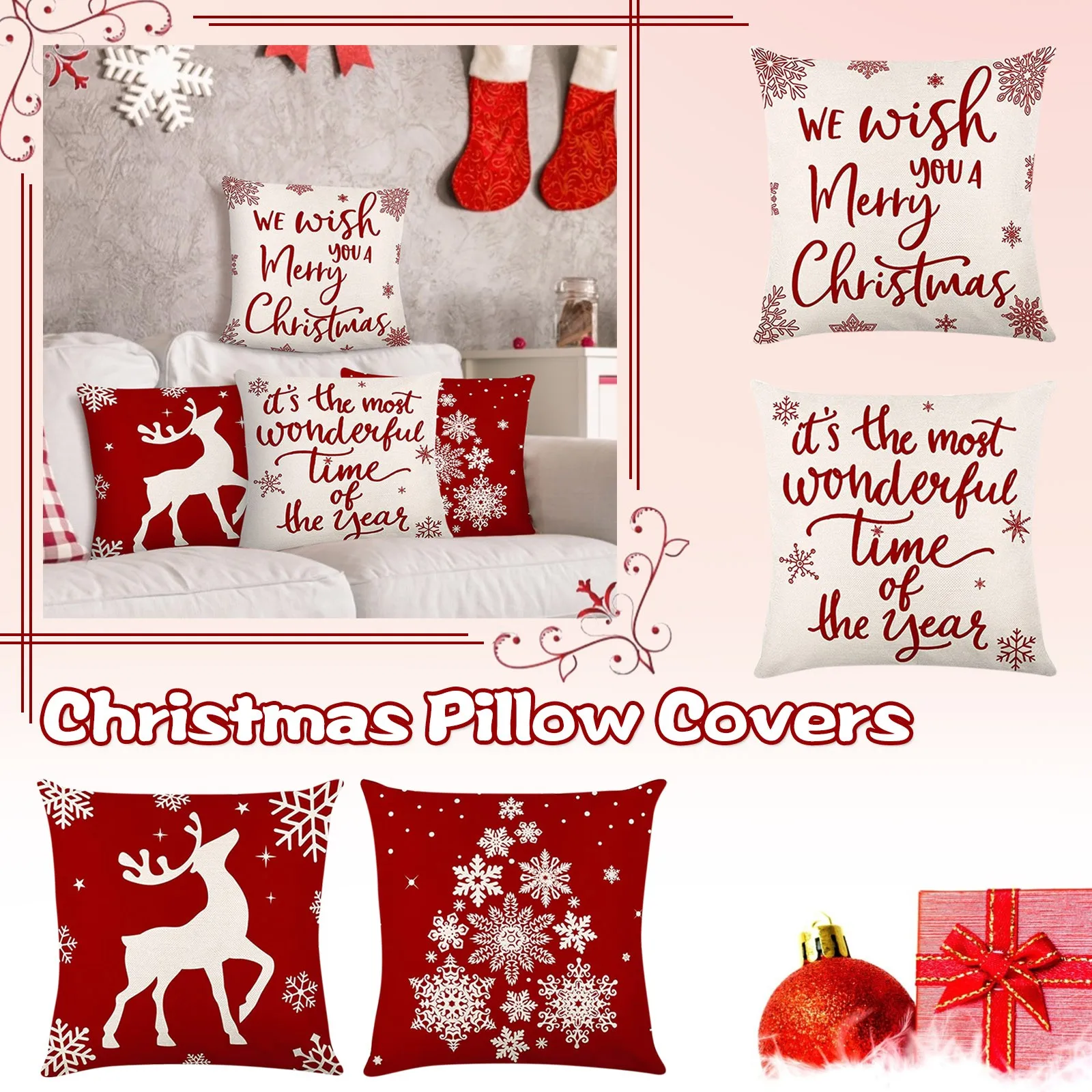 4Pcs Christmas Vintage Pillowcase Square Decorative Cushion Covers with Invisible Zipper Sofa Waist Cushion Cover Pillow 45*45cm
4Pcs Christmas Vintage Pillowcase Square Decorative Cushion Covers with Invisible Zipper Sofa Waist Cushion Cover Pillow 45*45cm