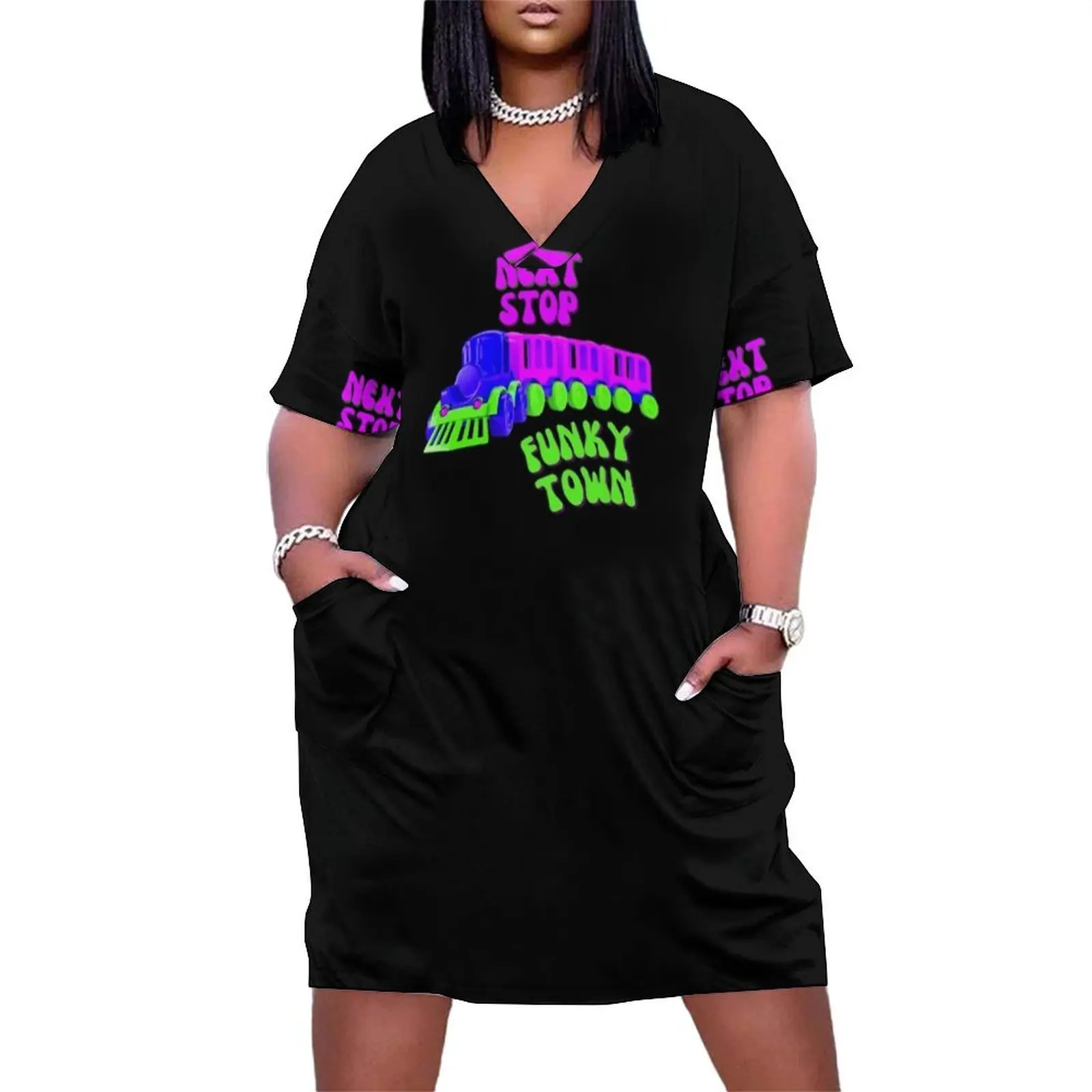 Retro Disco Next Stop Funky Town Groovy Train Graphic Loose Pocket Dress elegant guest wedding dress dress
Retro Disco Next Stop Funky Town Groovy Train Graphic Loose Pocket Dress elegant guest wedding dress dress