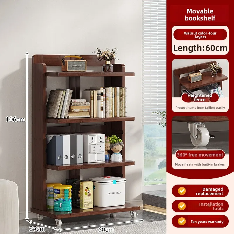 Firm Simple bookcase floor-to-ceiling movable multi-layer storage with wheels, living room integrated wall bookshelf
Firm Simple bookcase floor-to-ceiling movable multi-layer storage with wheels, living room integrated wall bookshelf