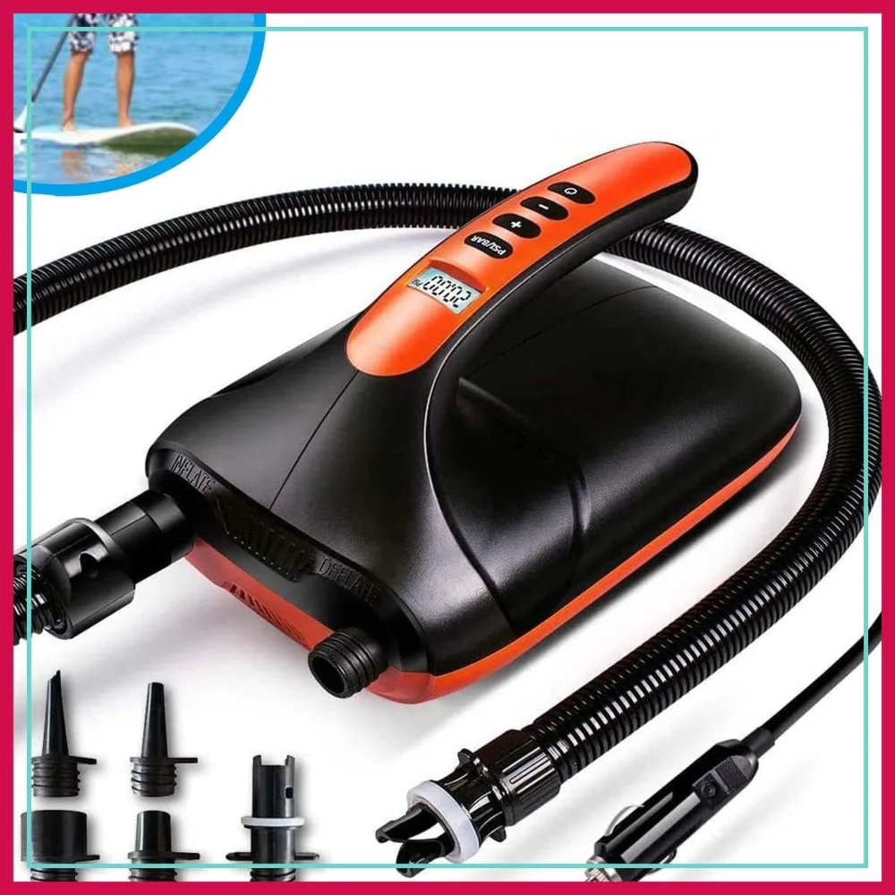 20PSI High Pressure SUP Electric Air Pump, Dual Stage Inflation for Paddle Boards, Boats, Kayak, 12V DC
20PSI High Pressure SUP Electric Air Pump, Dual Stage Inflation for Paddle Boards, Boats, Kayak, 12V DC