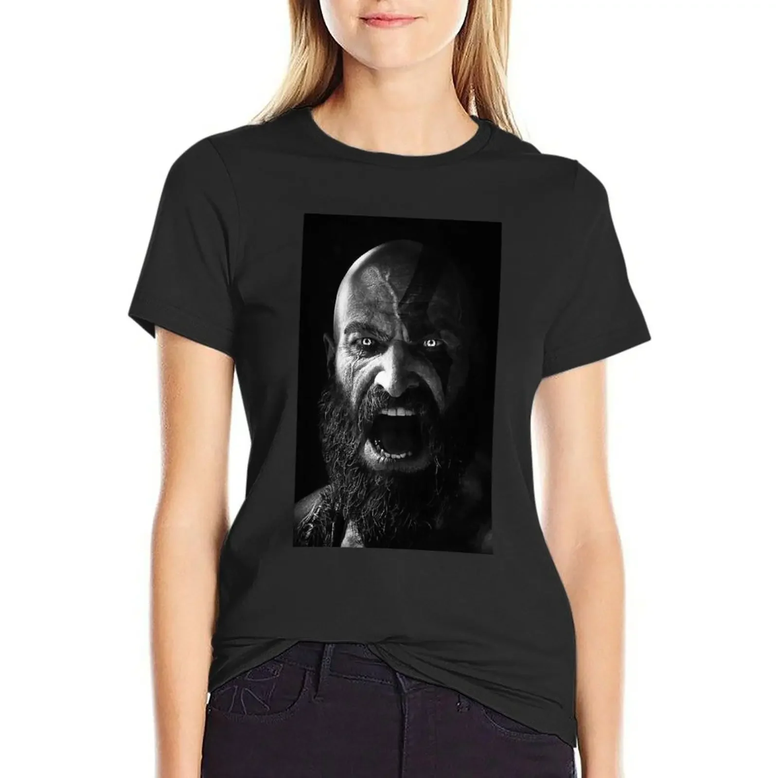 Kratos - black and white T-Shirt funnys cute tops Female clothing t-shirts for Women cotton
Kratos - black and white T-Shirt funnys cute tops Female clothing t-shirts for Women cotton