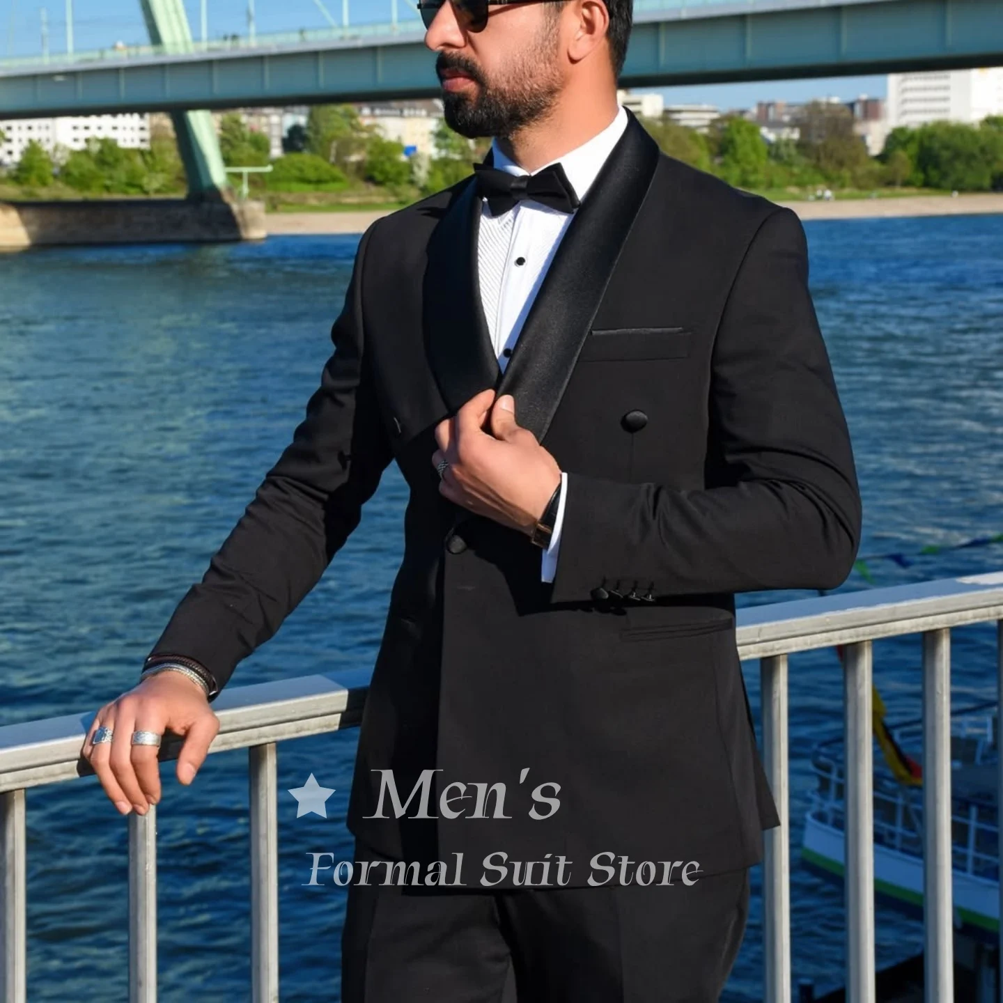 Mens Black Double Breasted Tuxedo Suit 2 Piece Shawl Lapel Satin Trim Slim Fit Blazer And Pants Wedding Groom Prom Customized
Mens Black Double Breasted Tuxedo Suit 2 Piece Shawl Lapel Satin Trim Slim Fit Blazer And Pants Wedding Groom Prom Customized