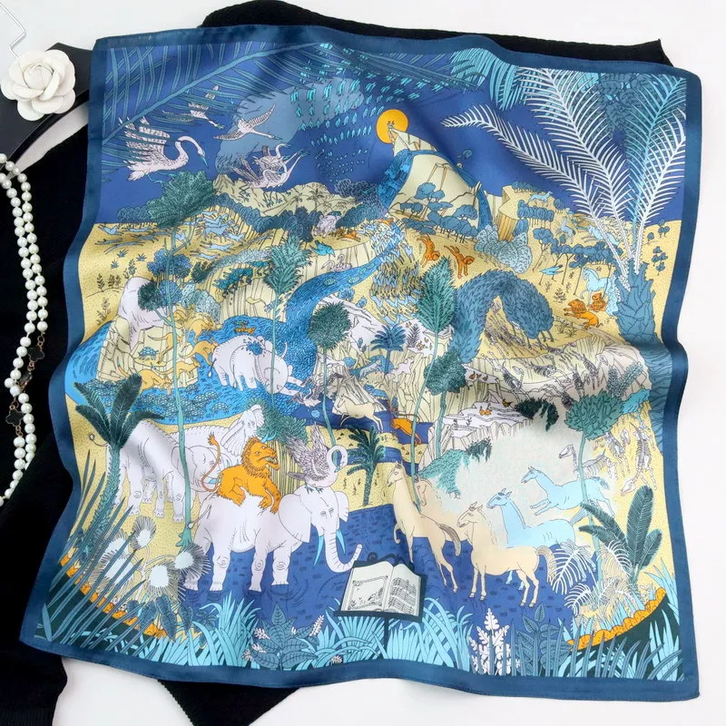 Silk Scarf 53CM Women Square Summer Bandanas Silk Neck Shawls Hair Hand Bag Accessories Women Foulard Femme 53CM Animal Party
Silk Scarf 53CM Women Square Summer Bandanas Silk Neck Shawls Hair Hand Bag Accessories Women Foulard Femme 53CM Animal Party