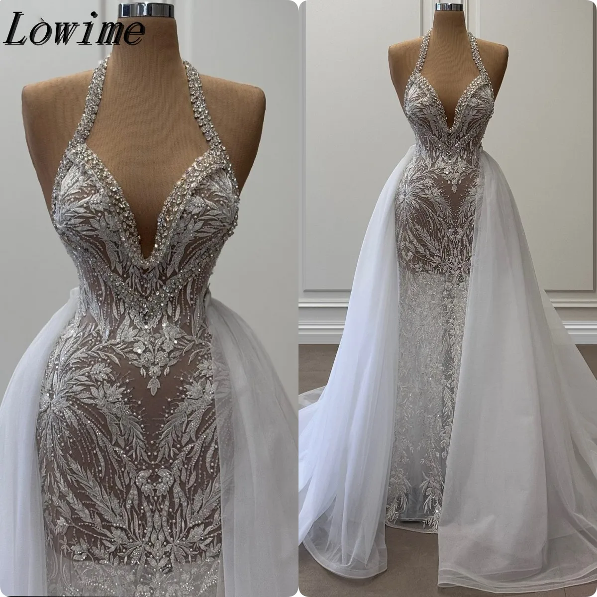 Customized Halter Neck Applique Wedding Dresses Robe De Mariée Mermaid Bridal Gown With Detachable Train
Customized Halter Neck Applique Wedding Dresses Robe De Mariée Mermaid Bridal Gown With Detachable Train