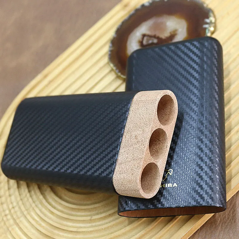 Cigar Case 3- cigars tubes Leather Travel Portable Humidor with Cedar Wood Lined with Stainless Steel Cigars Cutter 
Cigar Case 3- cigars tubes Leather Travel Portable Humidor with Cedar Wood Lined with Stainless Steel Cigars Cutter